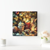 Horloge Carrée Calque Dessin Arbre de Noël Bougie Angel (Maison)