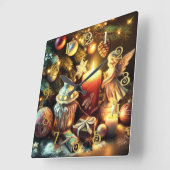 Horloge Carrée Calque Dessin Arbre de Noël Bougie Angel (Angle)