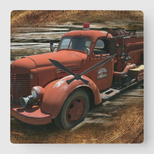 Horloge Carrée Camion-feu Vintage