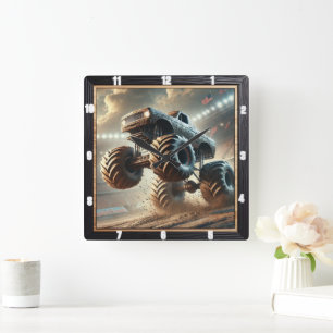 Horloge Carrée Camion Monster Massive Courant À Travers La Boue