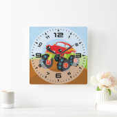 Horloge Carrée Camion monstre coloré (Maison)