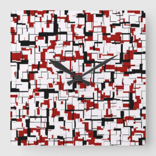 Horloge Carrée Camion numérique noir blanc Motif rouge