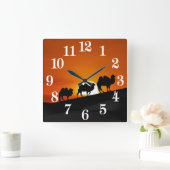 Horloge Carrée Camions au coucher du soleil (Maison)