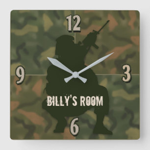 Horloge Carrée Camo et soldat