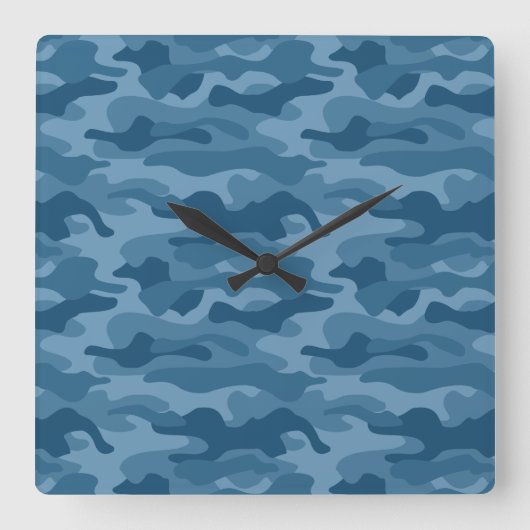 Horloge Carrée Camo Monocolore Bleu Acier (Recto)