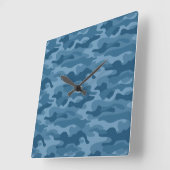 Horloge Carrée Camo Monocolore Bleu Acier (Angle)
