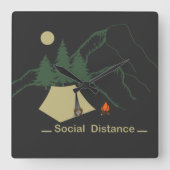 Horloge Carrée Camping amusant introverti (Recto)