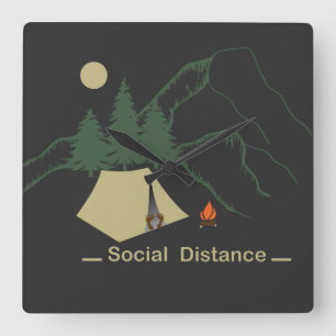 Horloge Carrée Camping amusant introverti