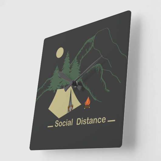 Horloge Carrée Camping amusant introverti (Angle)