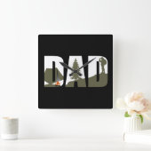 Horloge Carrée Camping extérieur papa heureux camper (Maison)