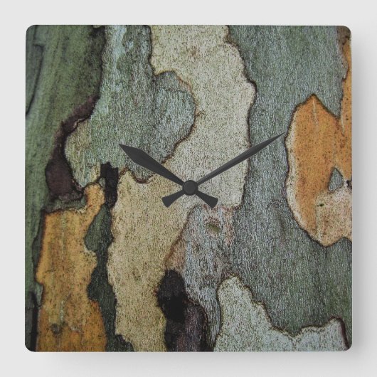 Horloge Carrée Camping Tree Bark (Recto)