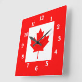 Horloge Carrée Canadian Flag Wall Clock (Angle)
