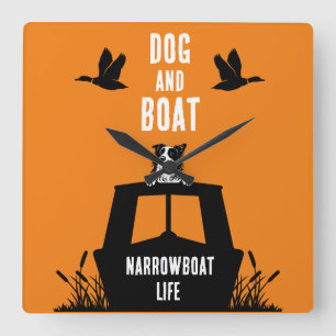 Horloge Carrée Canalboat Narrowboat Amoureux de les chiens