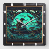 Horloge Carrée Canards dans la brume (Recto)