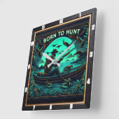 Horloge Carrée Canards dans la brume (Angle)