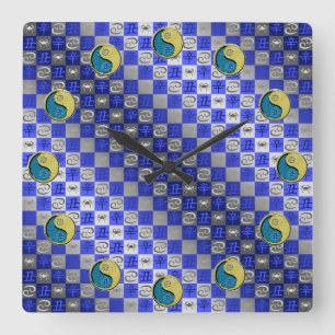 Horloge Carrée Cancer & Bœuf de Métal