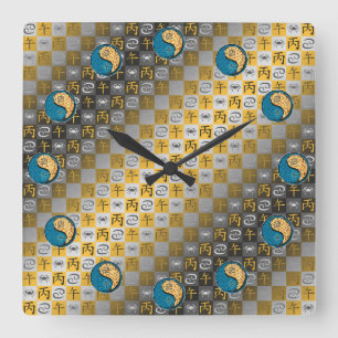 Horloge Carrée Cancer & Cheval de Feu