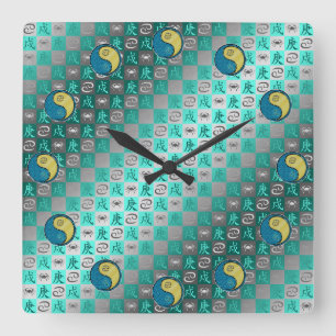 Horloge Carrée Cancer & Chien Métal