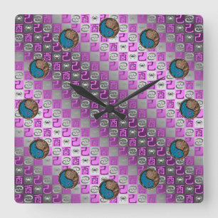 Horloge Carrée Cancer & Coq de Terre