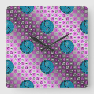 Horloge Carrée Cancer & Coq d'Eau