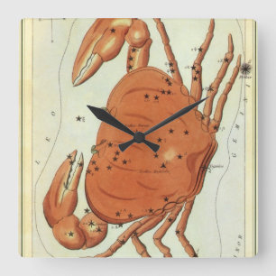 Horloge Carrée Cancer Crabe Constellation Vintage, Miroir d'Urani