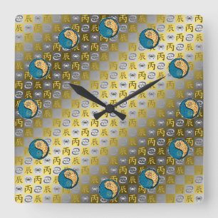Horloge Carrée Cancer & Dragon de Feu
