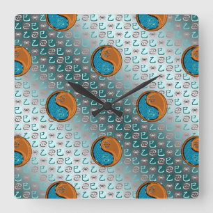Horloge Carrée Cancer & Serpent de Bois