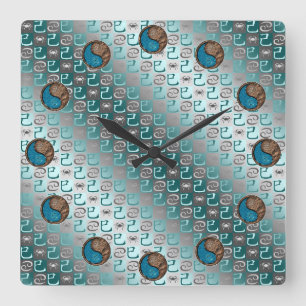 Horloge Carrée Cancer & Serpent de terre