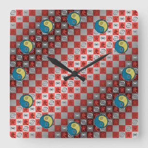 Horloge Carrée Cancer & Tigre Métal