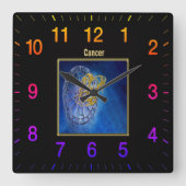 Horloge Carrée Cancer Zodiac Astrologie design Horoscope (Recto)