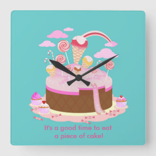 Horloge Carrée Candy and chocolate cake for birthday party