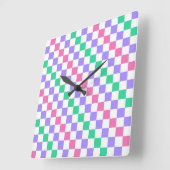 Horloge Carrée Candy shop diagonal checkerboard pattern (Angle)