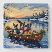 Horloge Carrée Cane Corso Christmas Boat Holiday (Recto)
