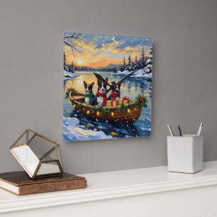 Horloge Carrée Cane Corso Noël Bateau Fêtes