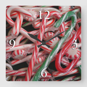 Horloge Carrée Canneberges et Menthes de Noël