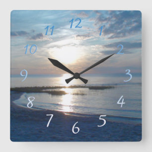 Horloge Carrée Cape Cod Beach Sunset Square Wall Clock