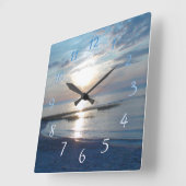Horloge Carrée Cape Cod Beach Sunset Square Wall Clock (Angle)