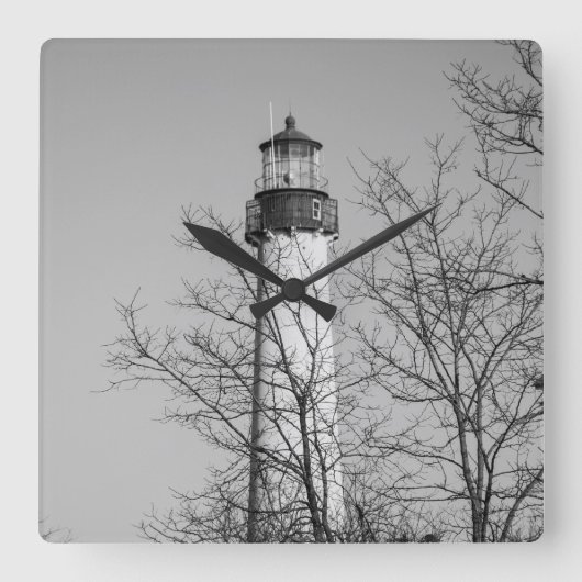 Horloge Carrée Cape May Light b/w (Recto)