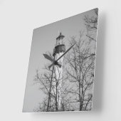Horloge Carrée Cape May Light b/w (Angle)