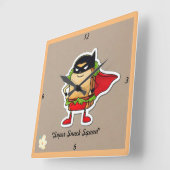 Horloge Carrée "Caped Food Fun" (Angle)