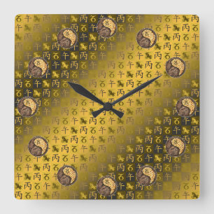 Horloge Carrée Capricorne & Cheval de feu