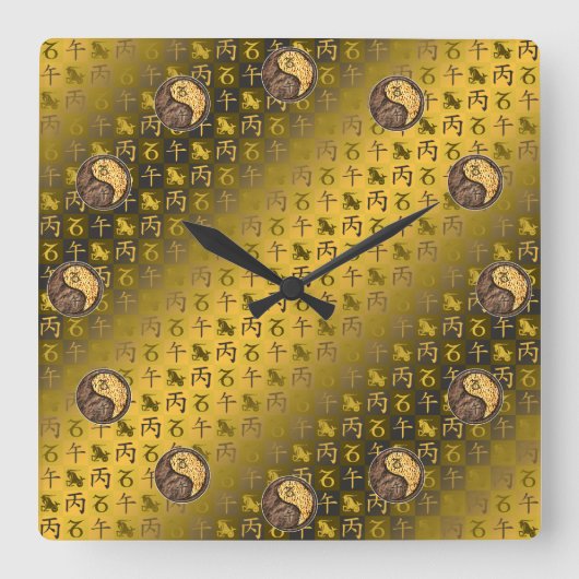 Horloge Carrée Capricorne & Cheval de feu (Recto)