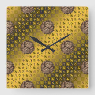 Horloge Carrée Capricorne & Cheval de Terre
