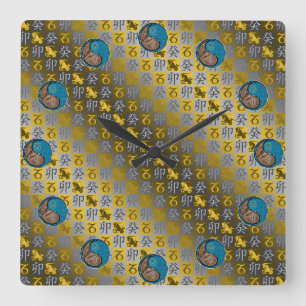 Horloge Carrée Capricorne & Lapin d'eau