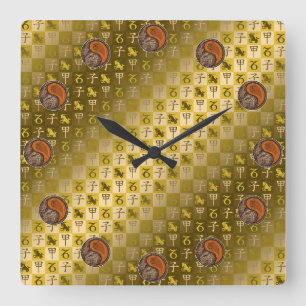 Horloge Carrée Capricorne & Rat de bois