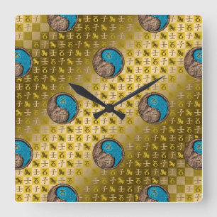 Horloge Carrée Capricorne & Rat d'eau