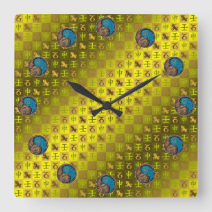 Horloge Carrée Capricorne & Singe d'eau