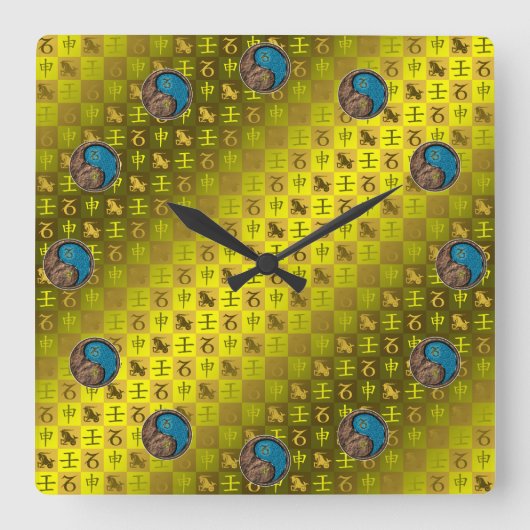Horloge Carrée Capricorne & Singe d'eau (Recto)