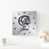 Horloge Carrée Capricorne Zodiaque de chèvre de mer (Maison)