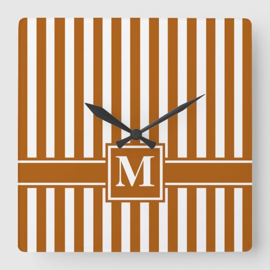 Horloge Carrée Caramel Grille moderne avec Monogramme (Recto)